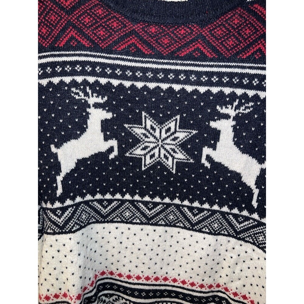LOGG Sweater Sz M H&M Fair Isle Unisex Deer Snowflakes Nordic Pullover Alpaca - Picture 3 of 9